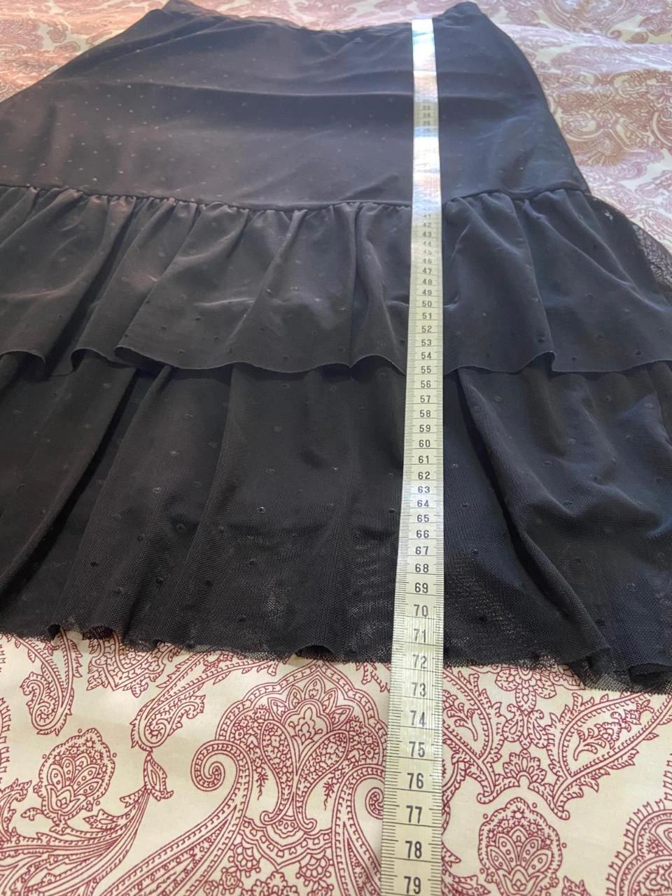 Falda larga midi negra boho con volantes y tejido plumeti. Even&Odd. – photo 10